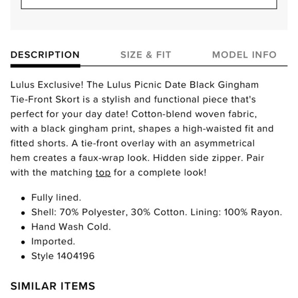LULUS Picnic Date Mauve Gingham Tie Front Skort. Size M & L. P - Picture 6 of 6